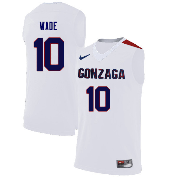 Men Gonzaga Bulldogs #10 Jesse Wade College Basketball Jerseys Sale-White - Click Image to Close